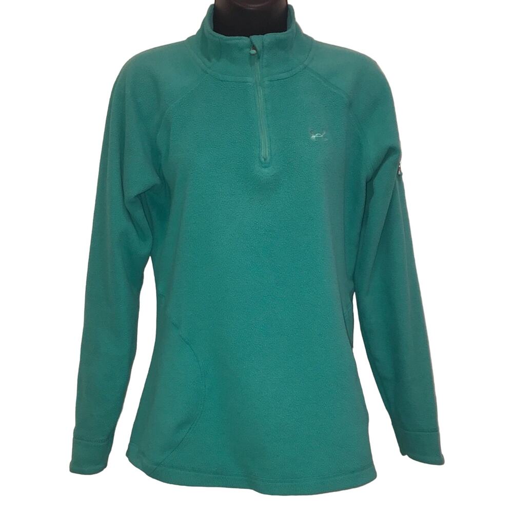 Under Armour Fleece Pullover Small Teal 1/4 Zip Athletic Jacket Women
